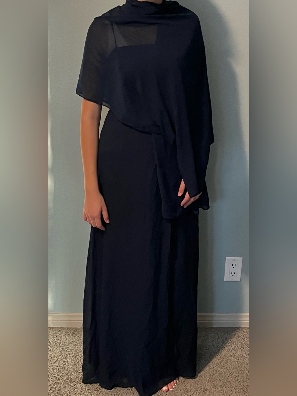 Birdy Grey Navy Blue Dress with shawl